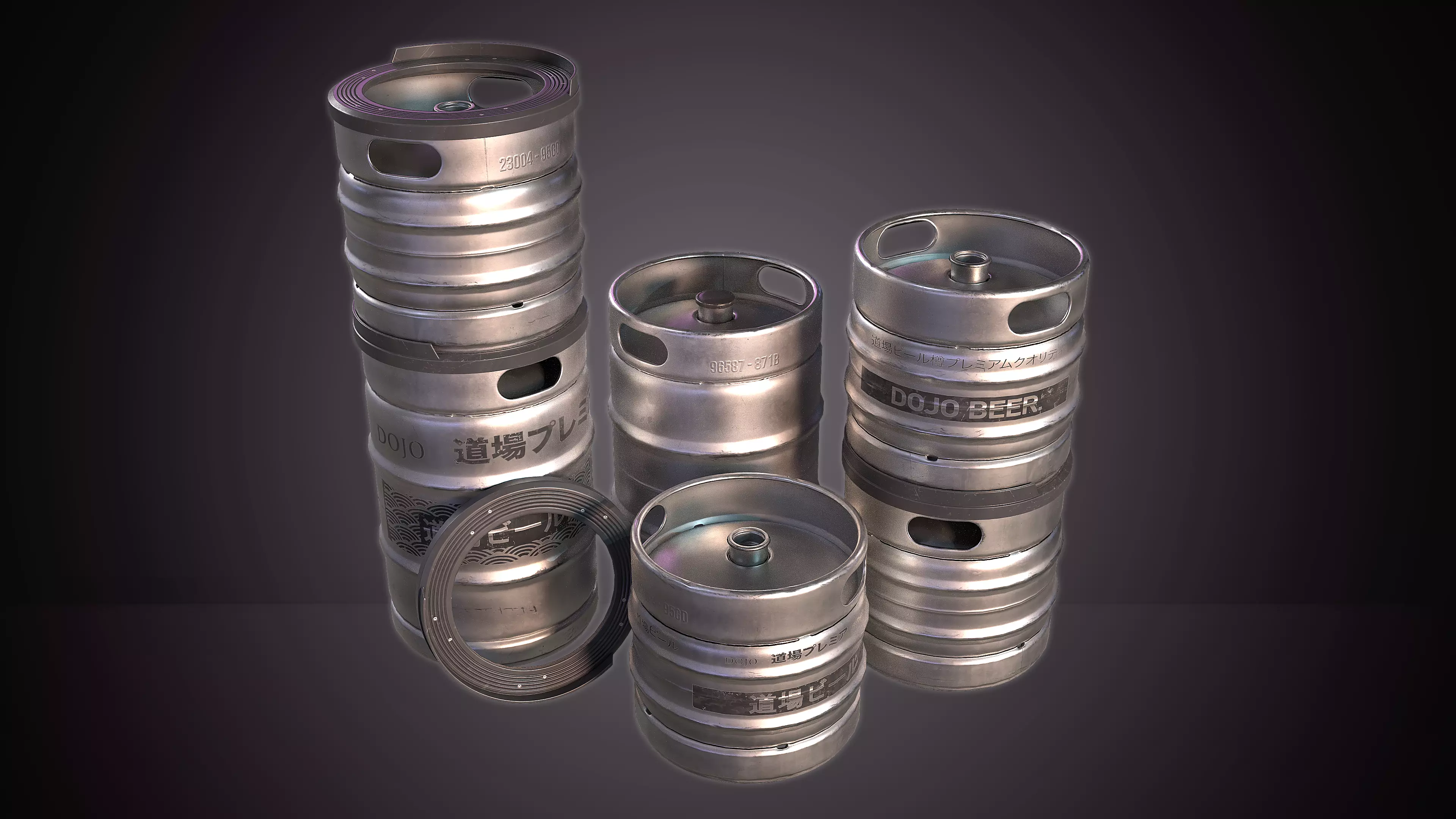 Beer Keg with Stackers - PBR Game Ready - Low-poly 3D model_0