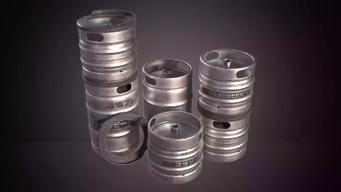 Beer Keg with Stackers - PBR Game Ready - Low-poly 3D model