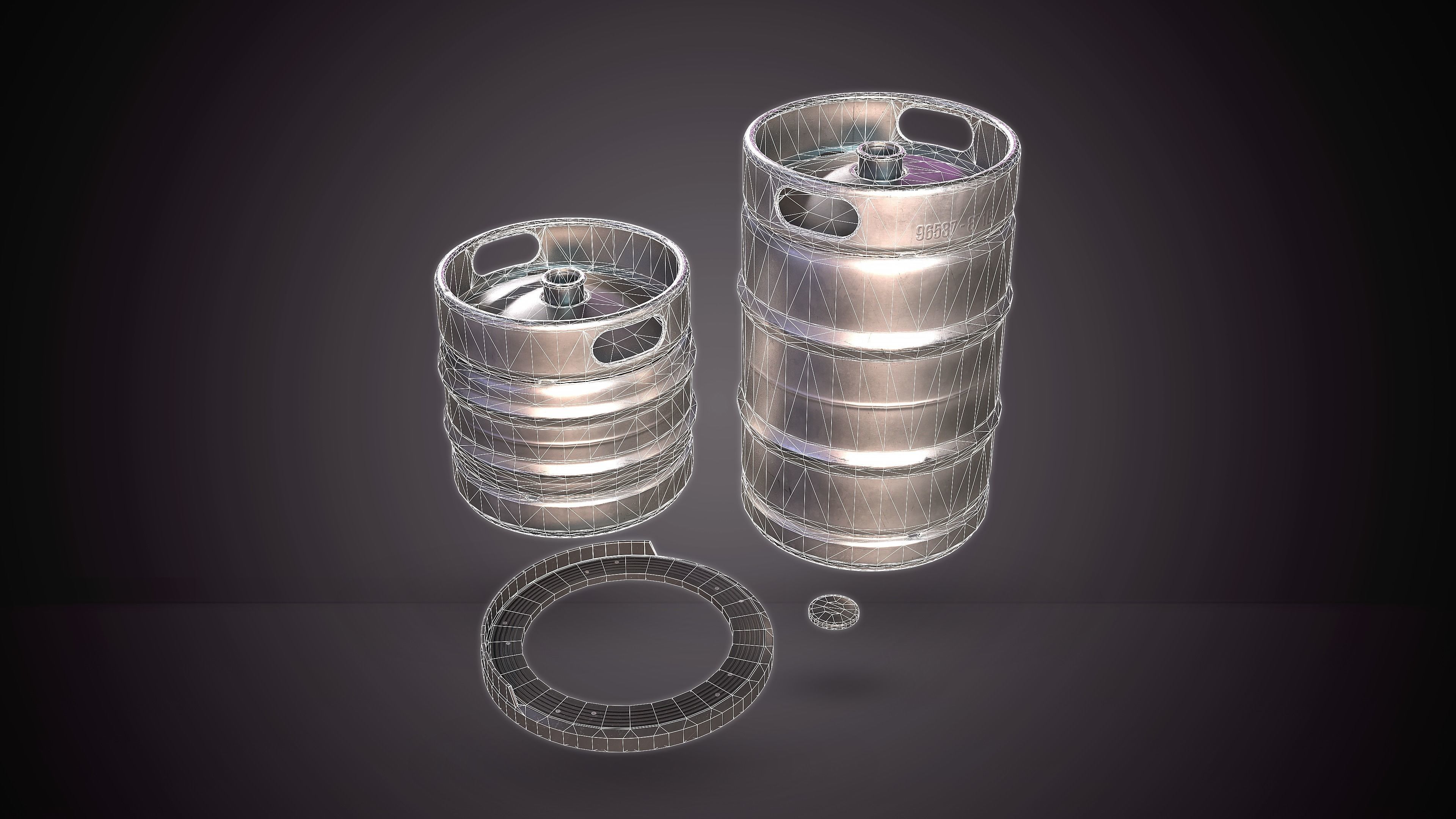 Beer Keg with Stackers - PBR Game Ready - Low-poly 3D model_5