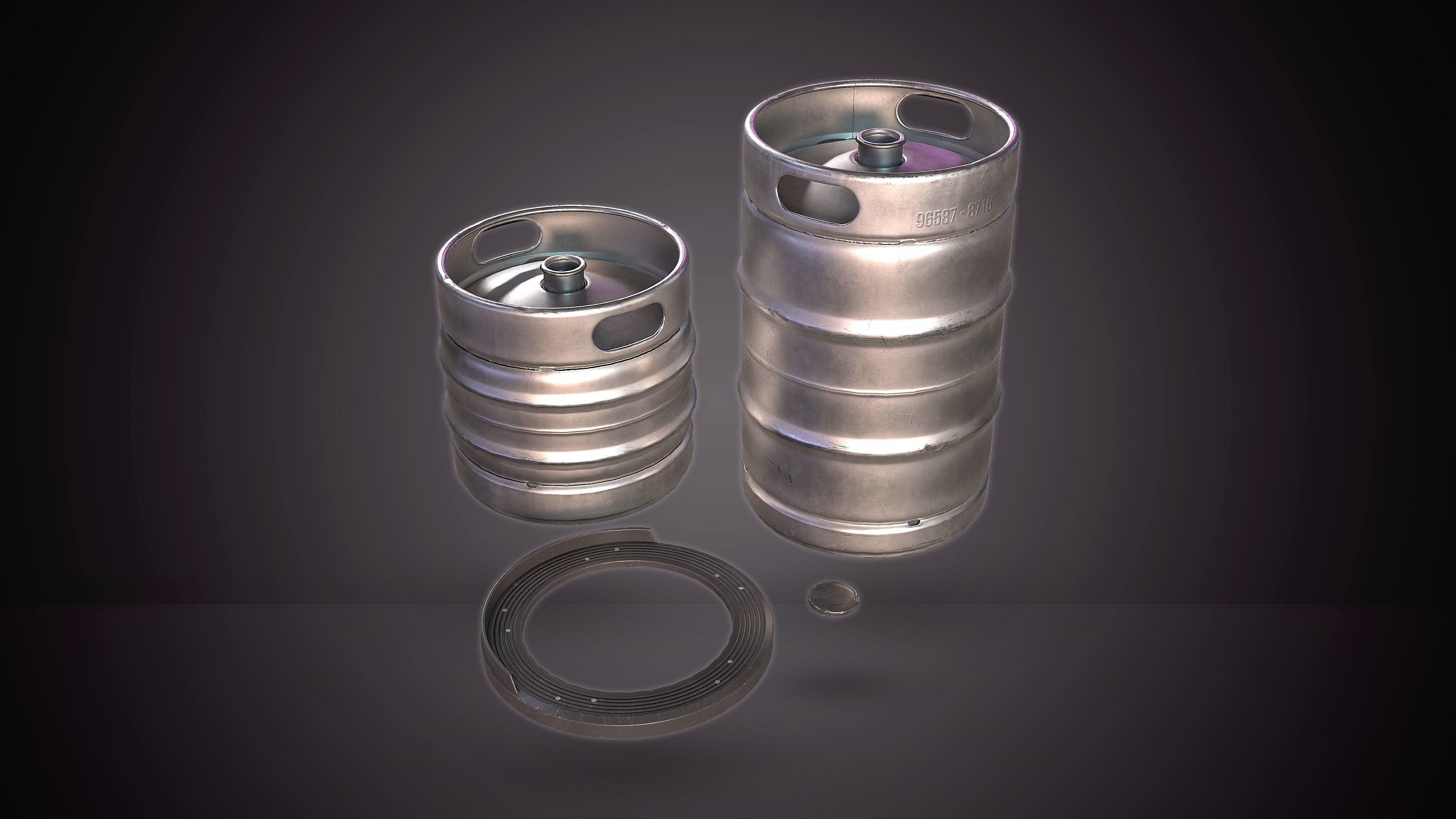 Beer Keg with Stackers - PBR Game Ready - Low-poly 3D model_3