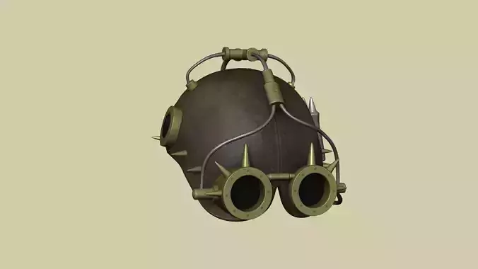 Steampunk Leather Helmet - Sci-Fi Character Design Low-poly 3D model