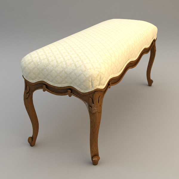 Traditional Style Bench 3D model_1