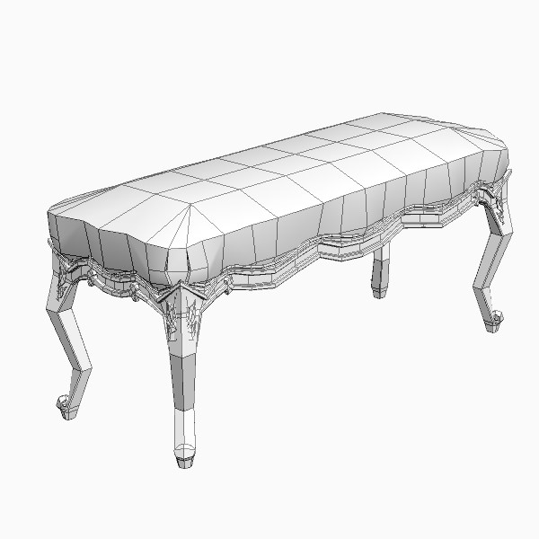 Traditional Style Bench 3D model_3
