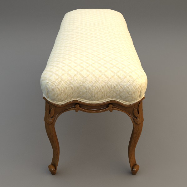 Traditional Style Bench 3D model_2