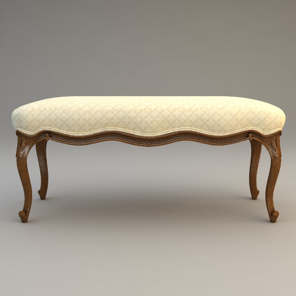 Traditional Style Bench 3D model_4