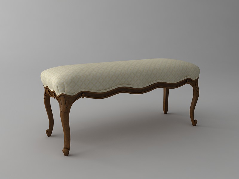 Traditional Style Bench 3D model_0
