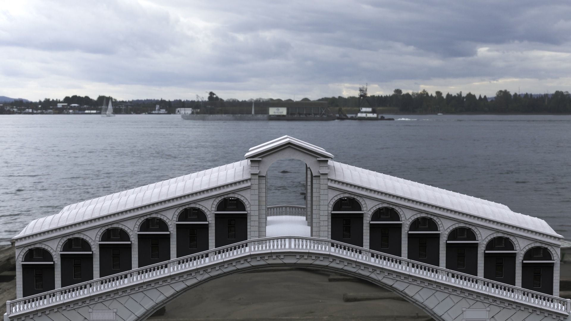 Stone Arch Bridge 3D model_1
