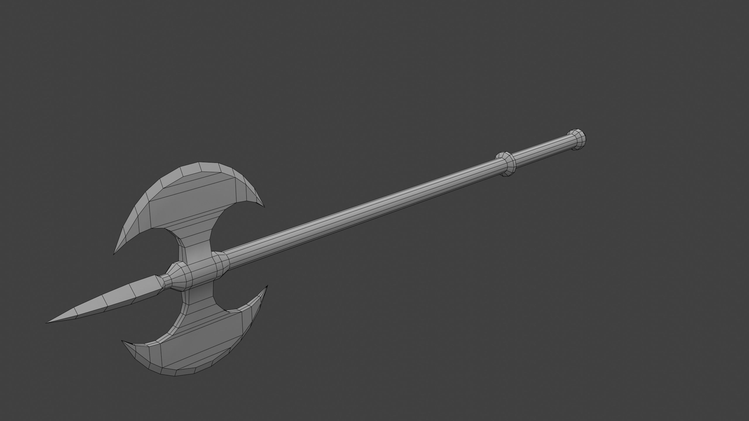 Double-Bladed Cavalry Ax Low-poly 3D model_9