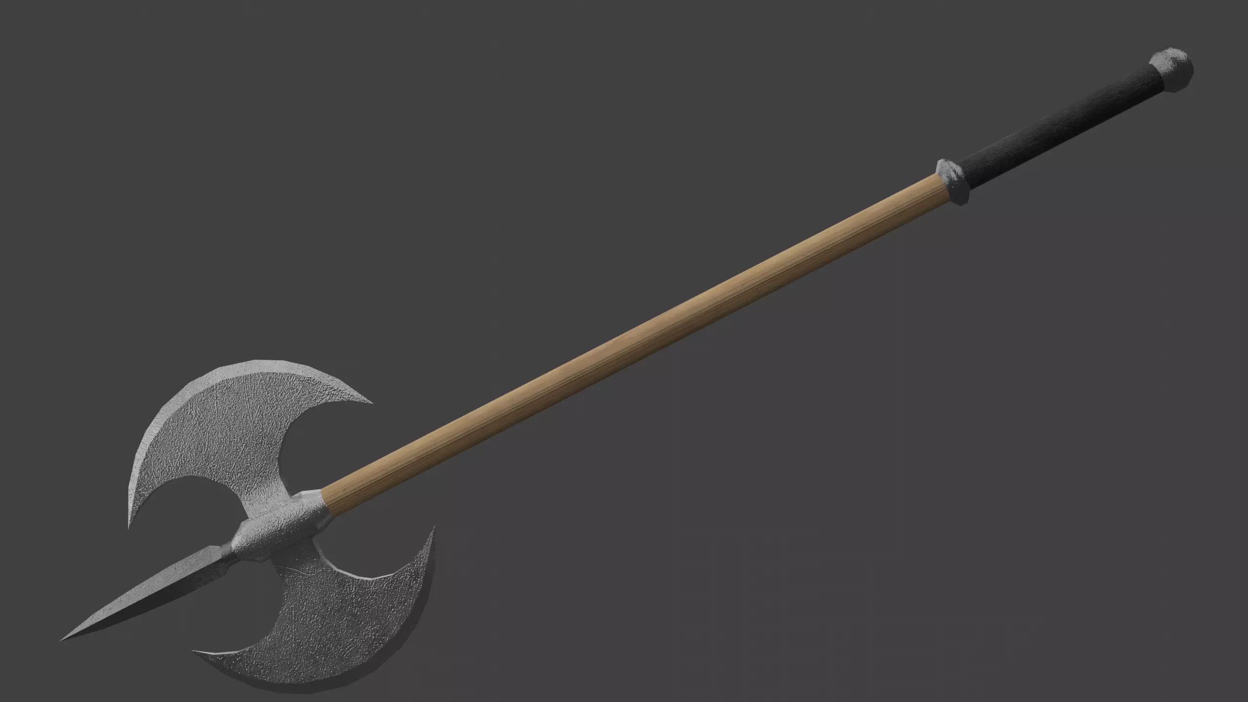 Double-Bladed Cavalry Ax Low-poly 3D model_0