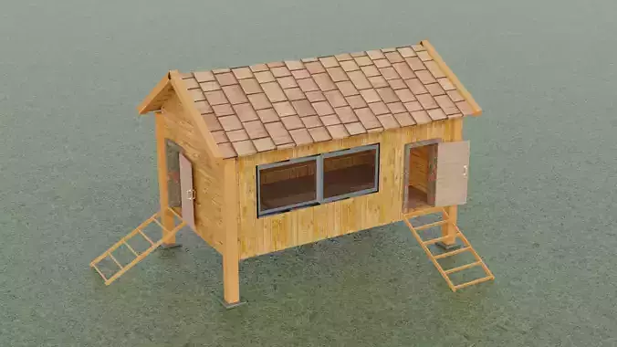 Chickenhouse wooden house with roof