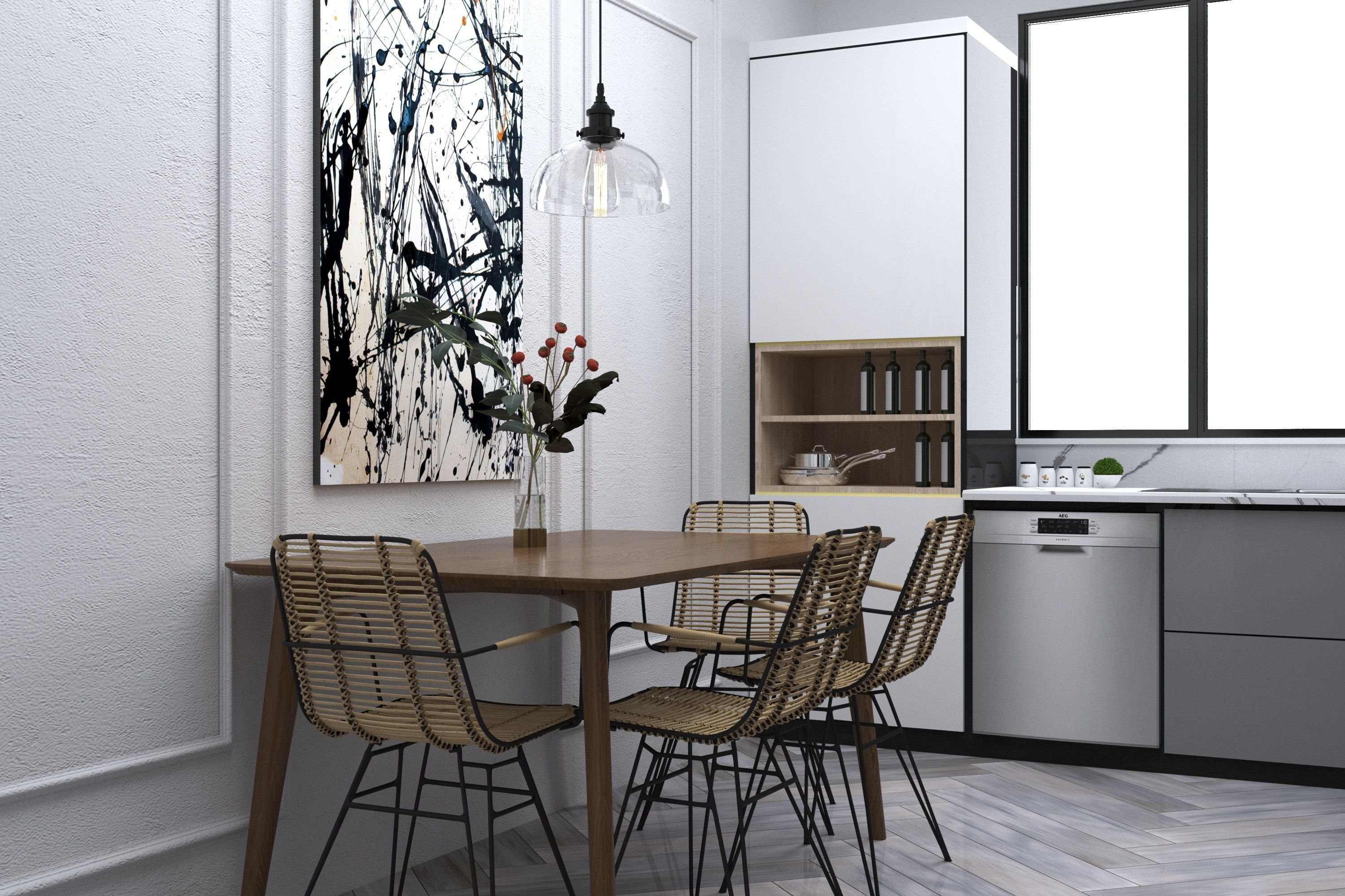 Modern Kitchen Corona Render 3D model_2