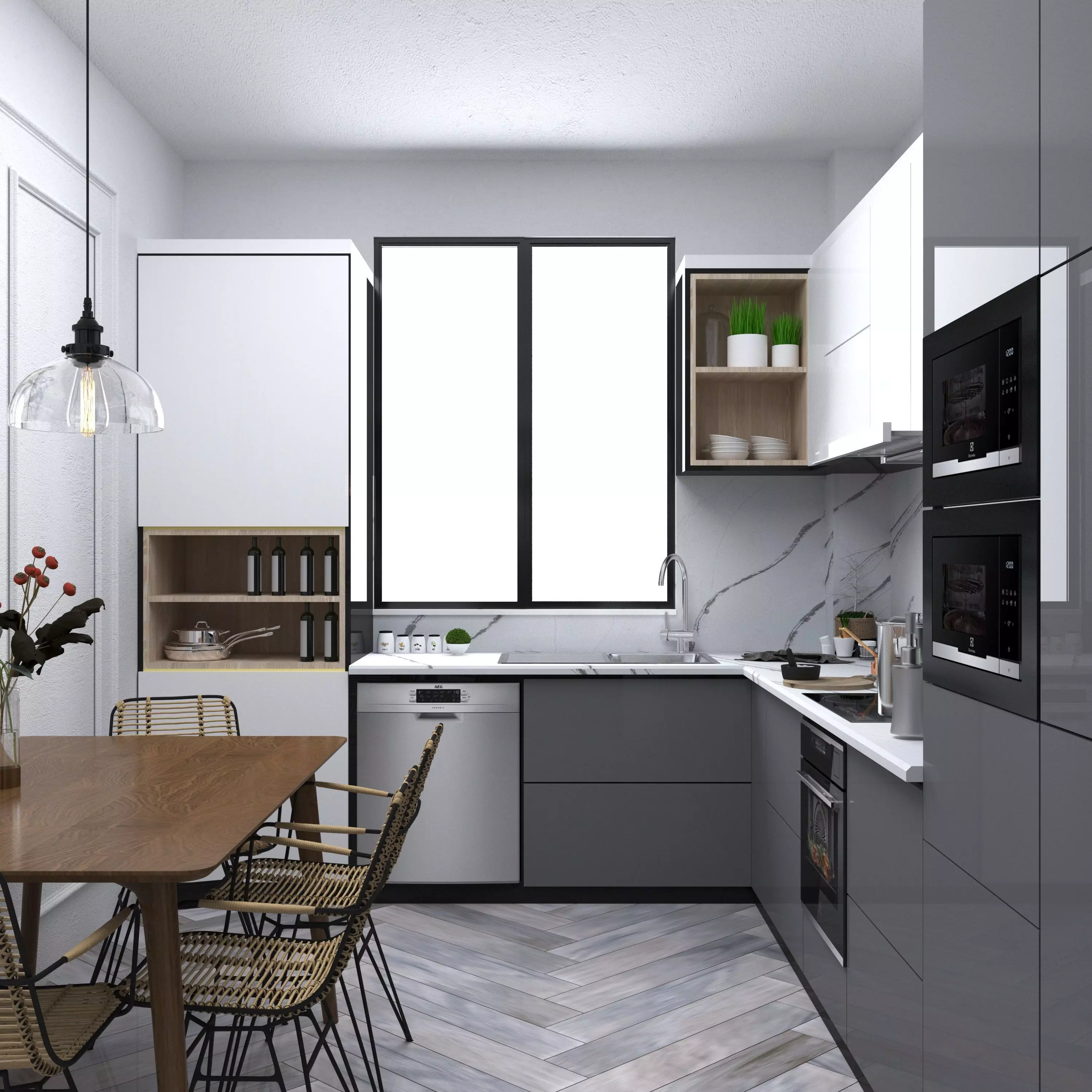 Modern Kitchen Corona Render 3D model_0