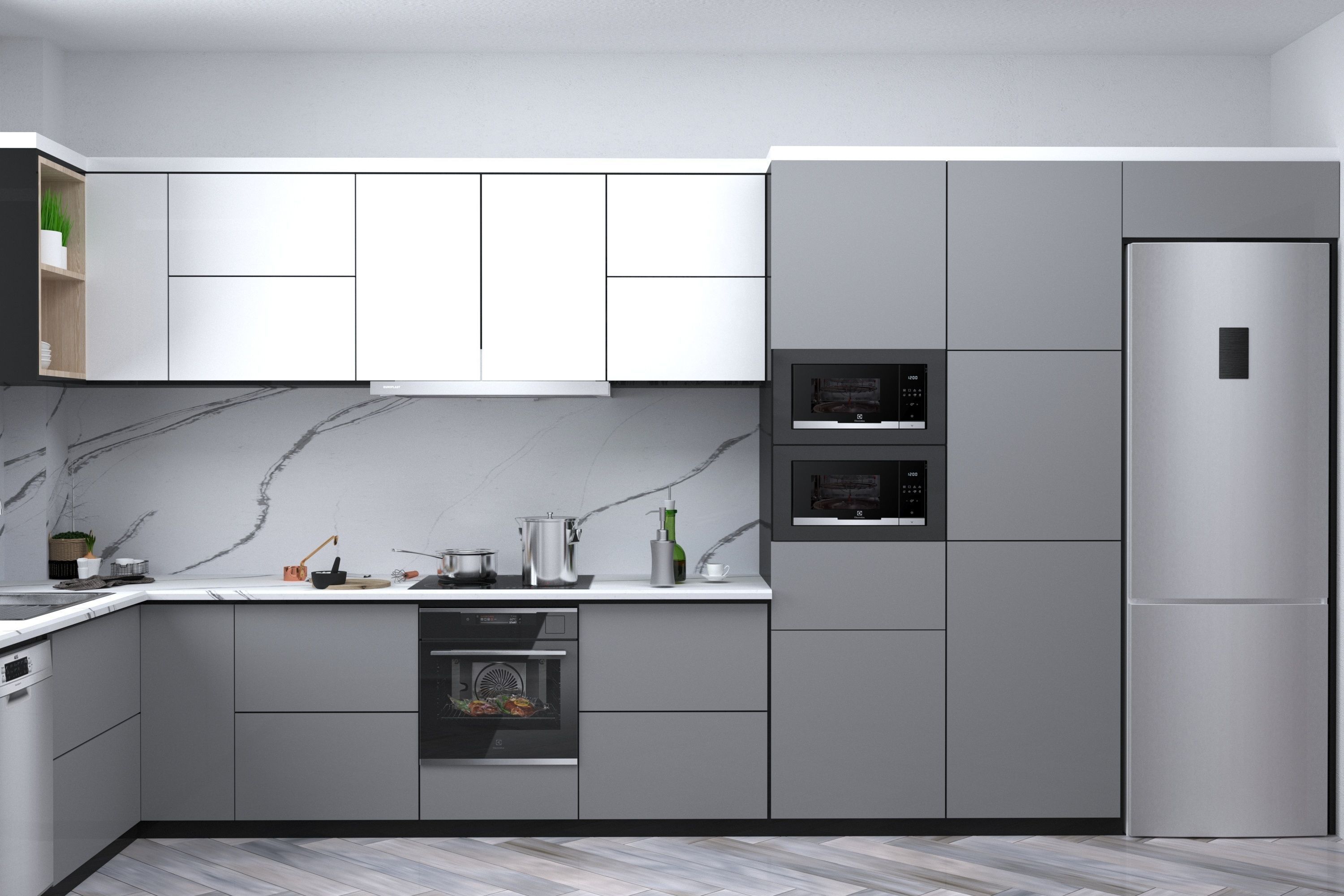 Modern Kitchen Corona Render 3D model_1