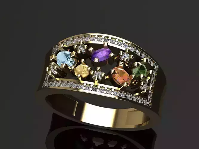 woman ring cushion stones