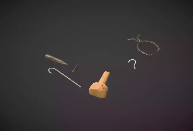 Ancient instruments Low-poly 3D model