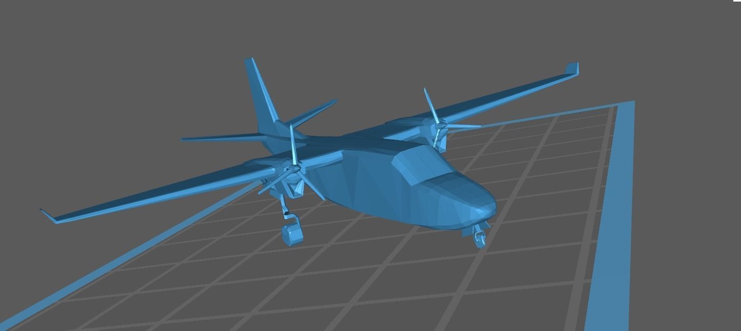 Airplane - Twin Commander AC 1000 695 A B Low Poly
