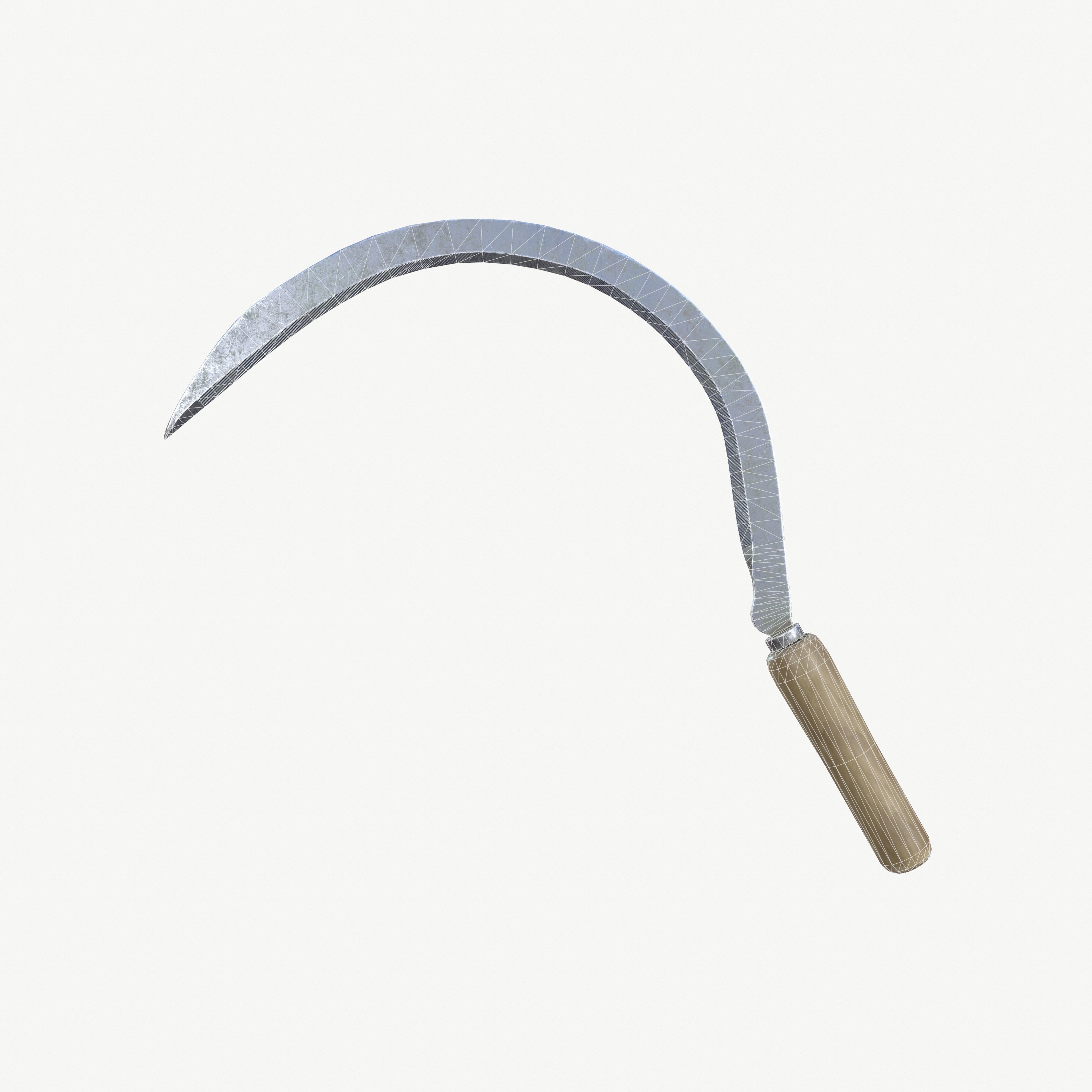 Sickle garden hoe Low-poly 3D model_14