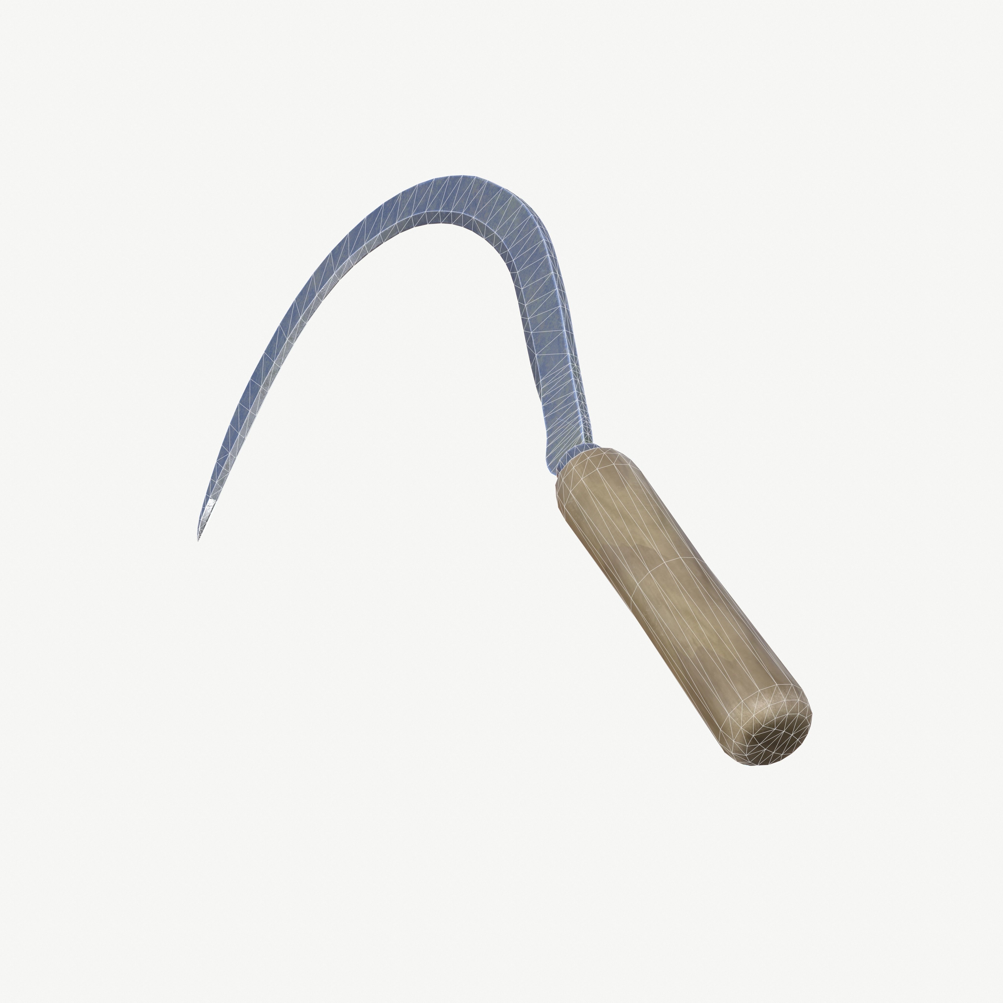Sickle garden hoe Low-poly 3D model_17