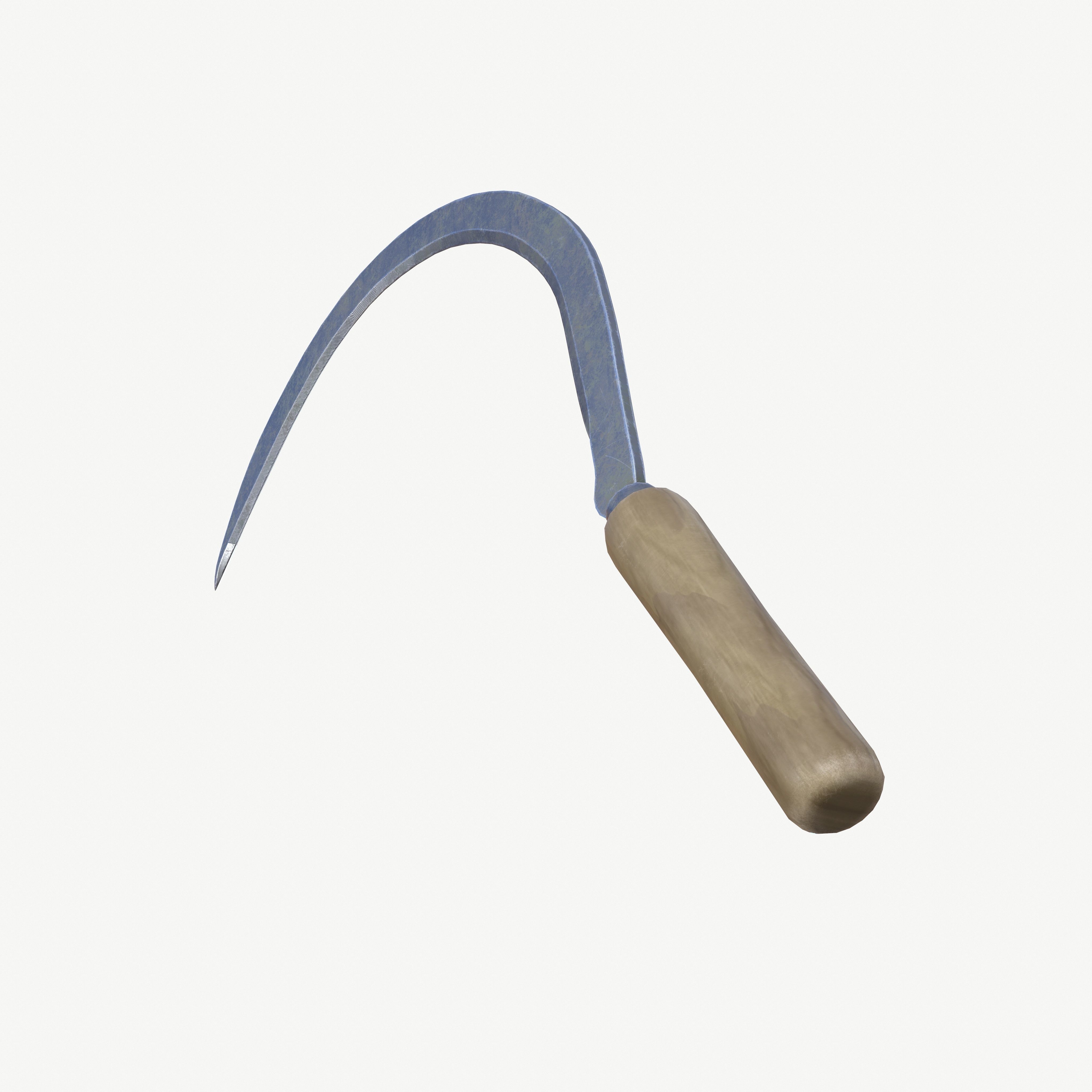 Sickle garden hoe Low-poly 3D model_13