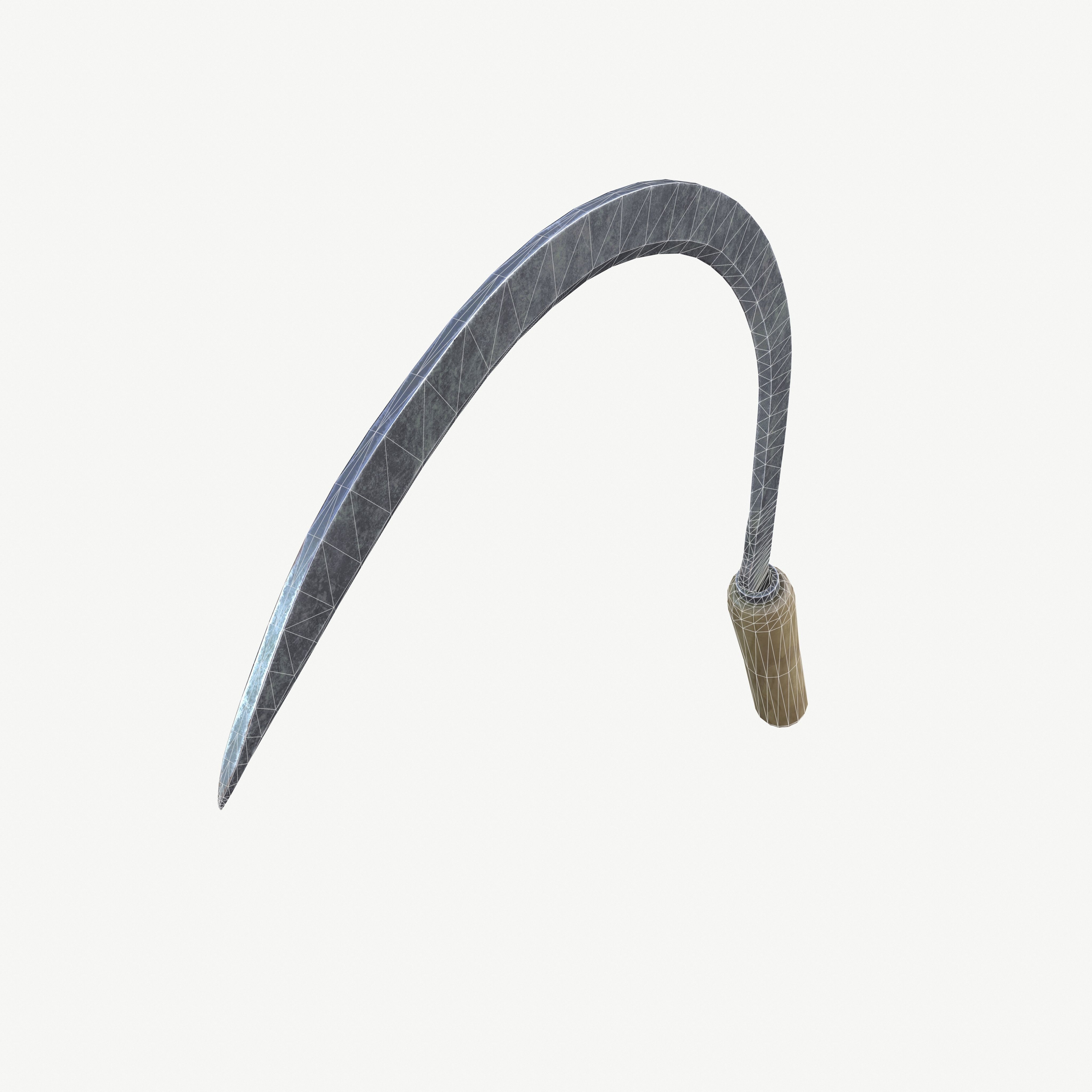 Sickle garden hoe Low-poly 3D model_16