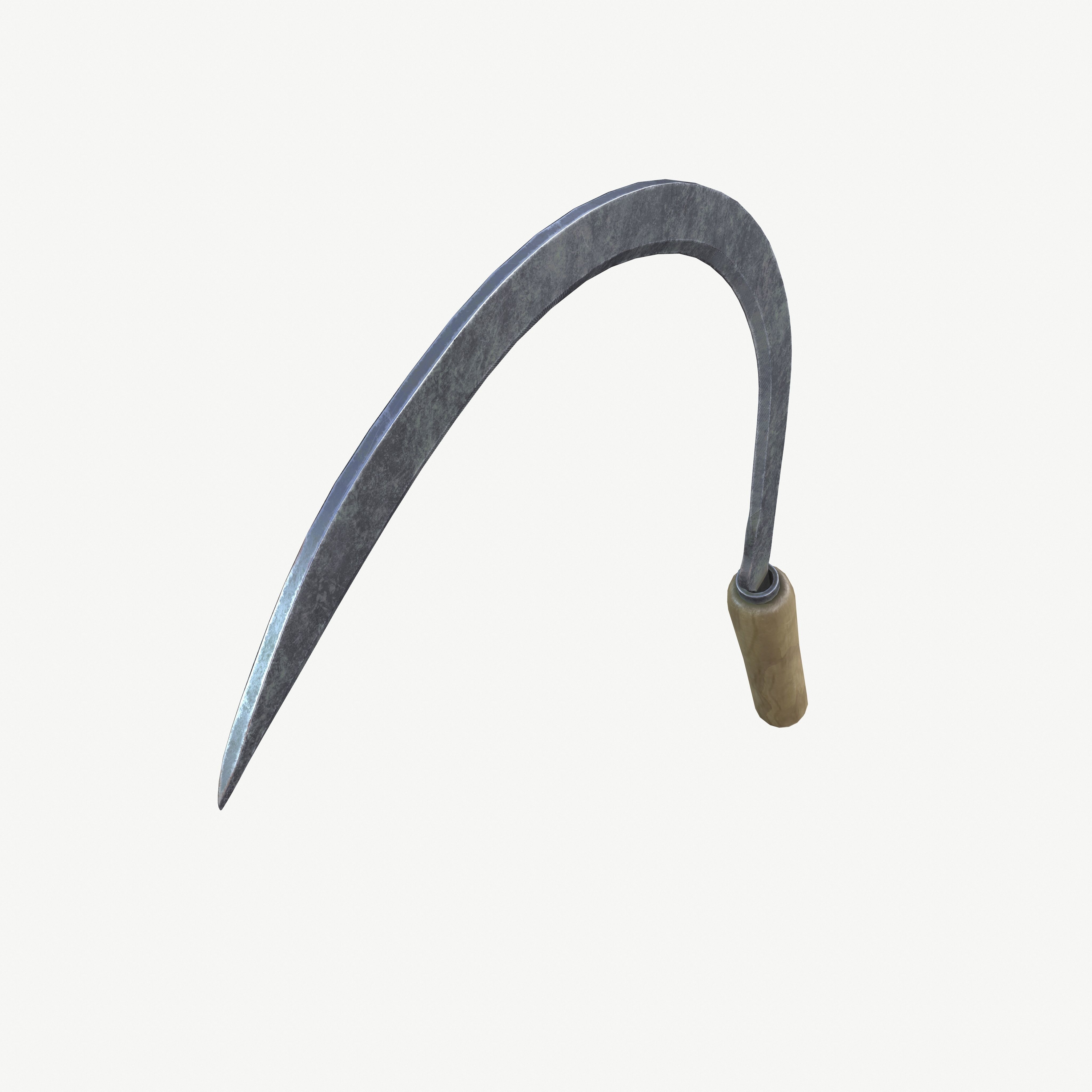 Sickle garden hoe Low-poly 3D model_12