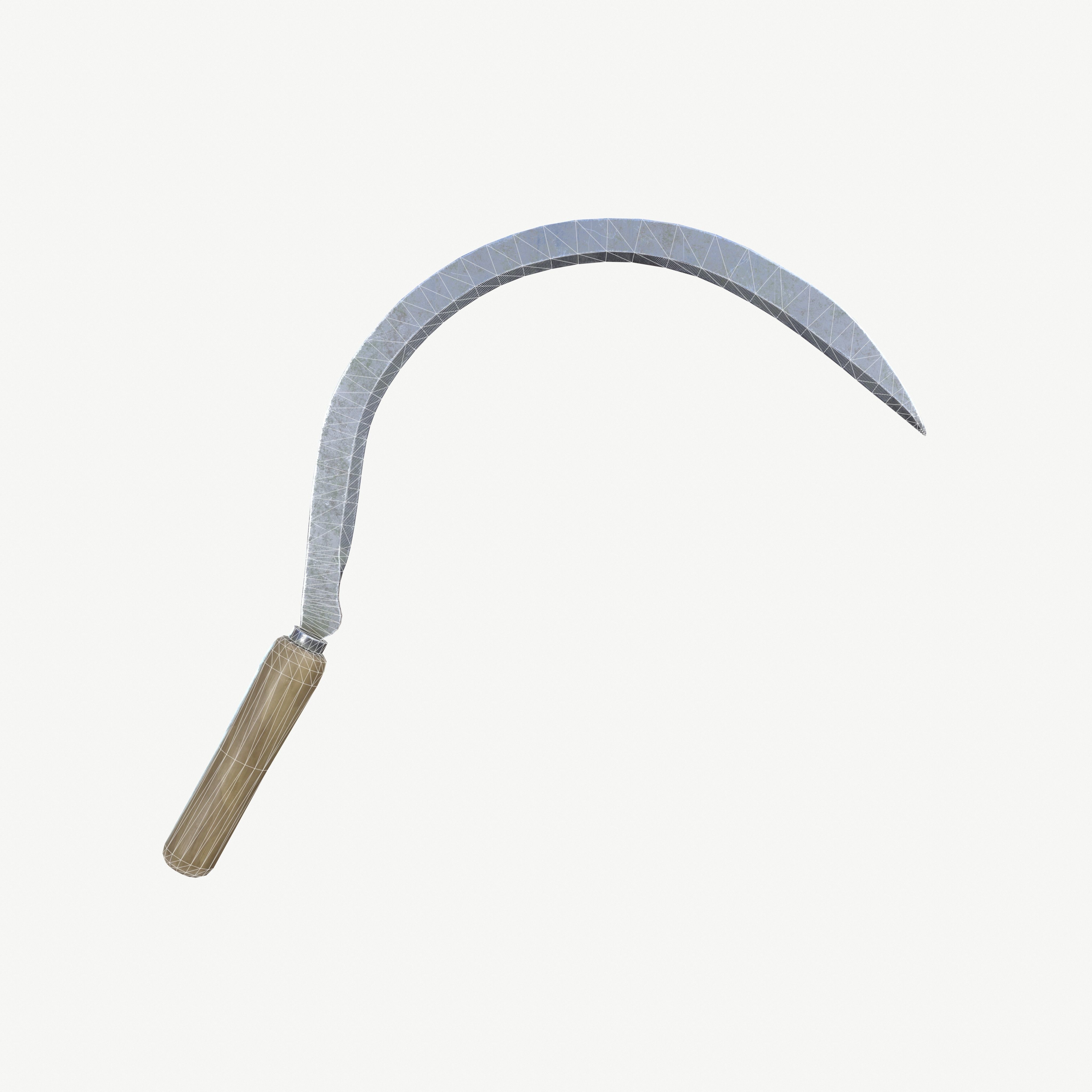 Sickle garden hoe Low-poly 3D model_15