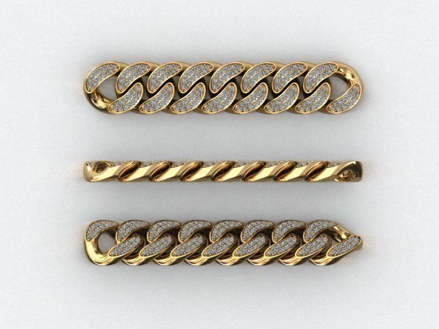 12 MM MIAMI CUBAN LINK CHAIN 2 ROWS DIAMOND BRACELET OR NECKLACE 3D print model_3
