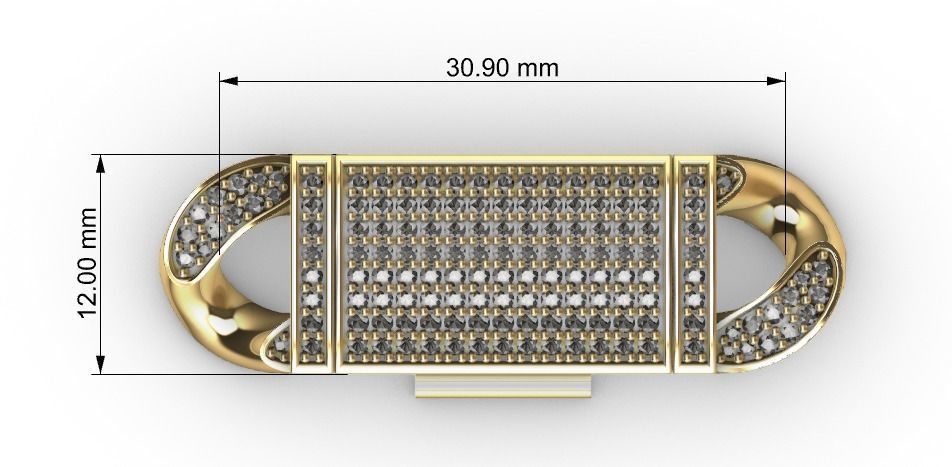 12 MM MIAMI CUBAN LINK CHAIN 2 ROWS DIAMOND BRACELET OR NECKLACE 3D print model_6