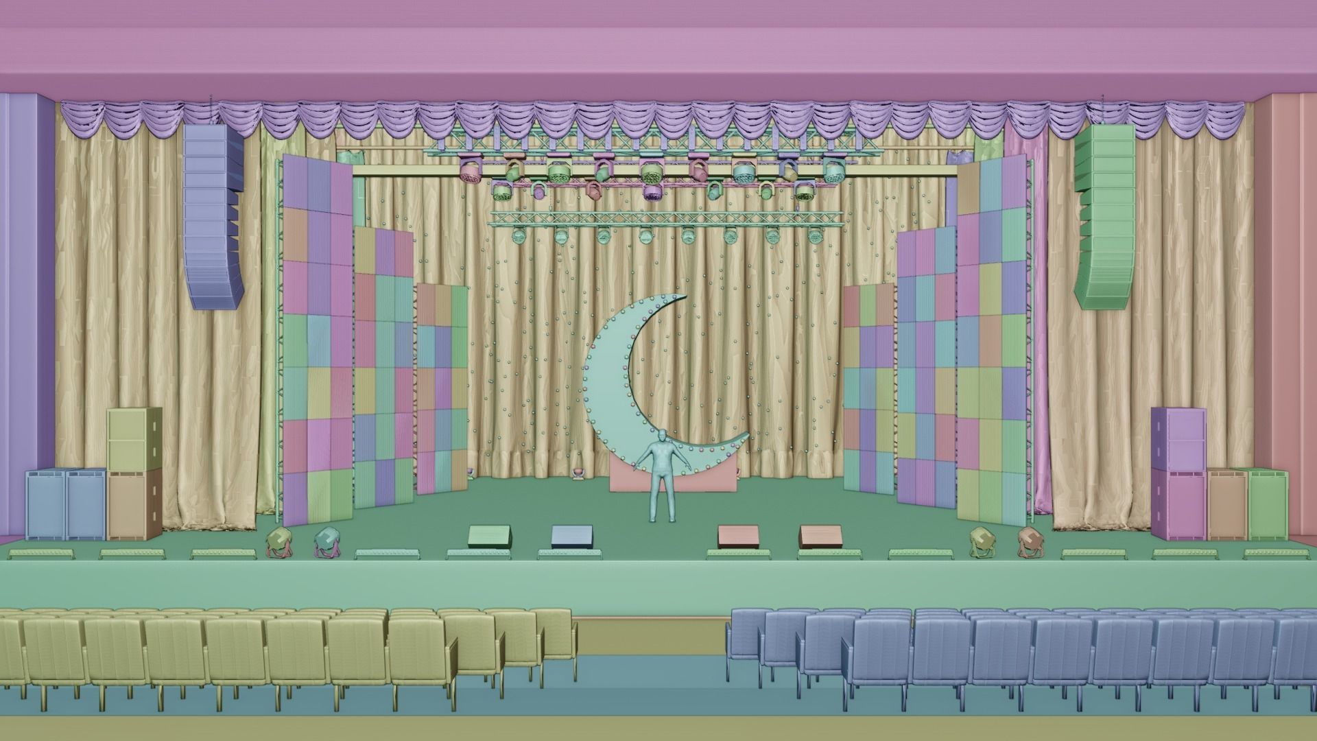 Palace of Students Almaty theatre scene 3D model_11