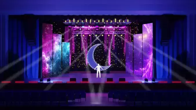 Palace of Students Almaty theatre scene 3D model