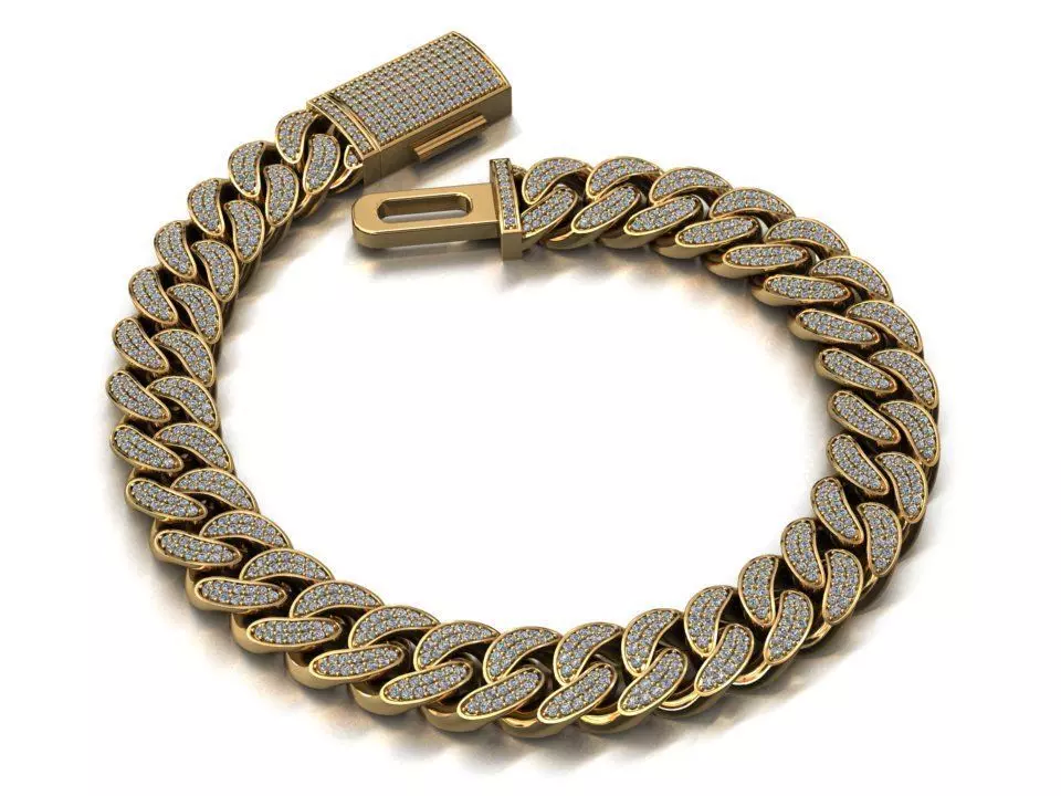 14 MM MIAMI CUBAN LINK CHAIN 2 ROWS DIAMOND BRACELET OR NECKLACE 3D print model_0