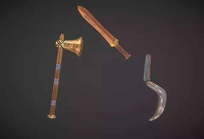 Egypt ritual blades  Low-poly 3D model