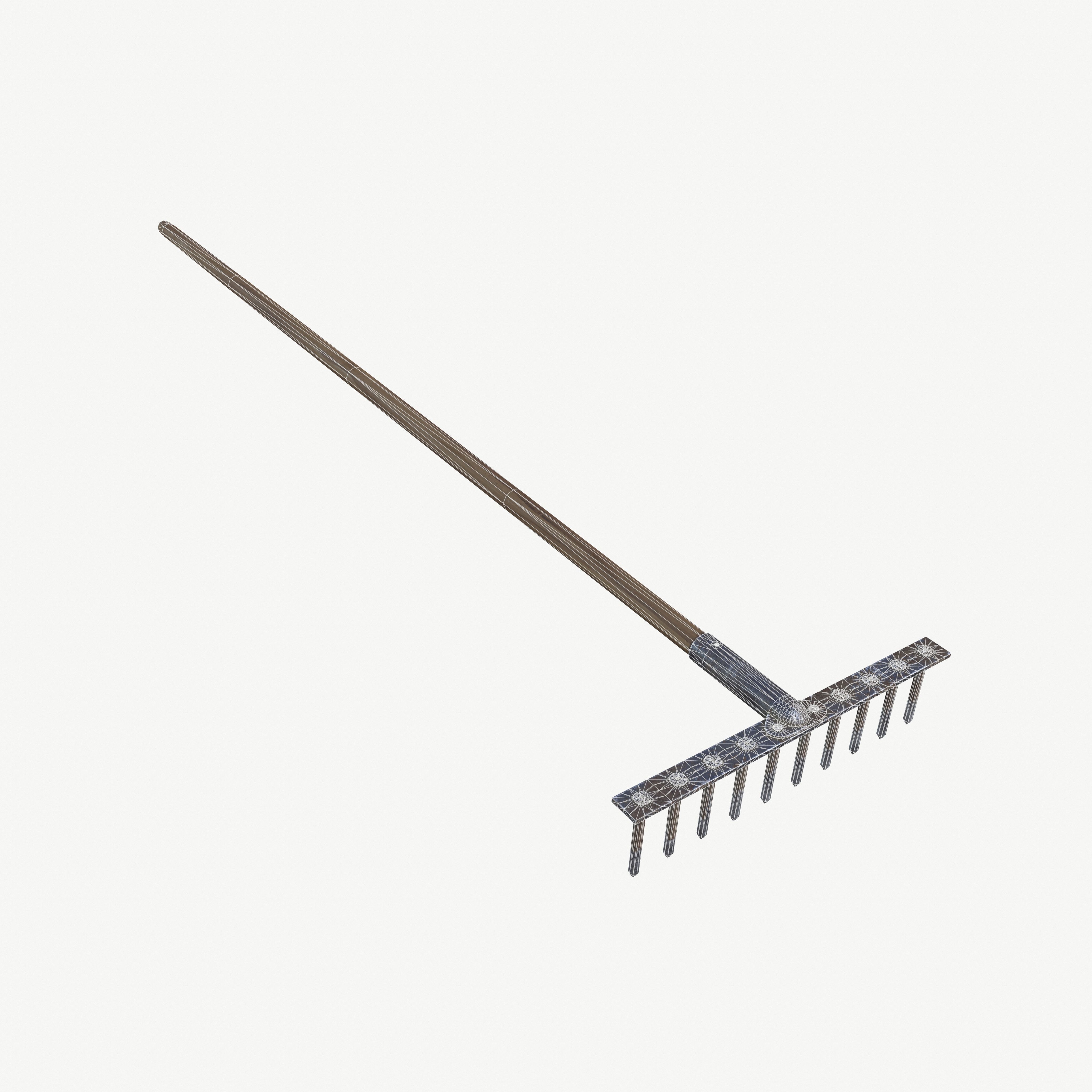 Garden rake Low-poly 3D model_17