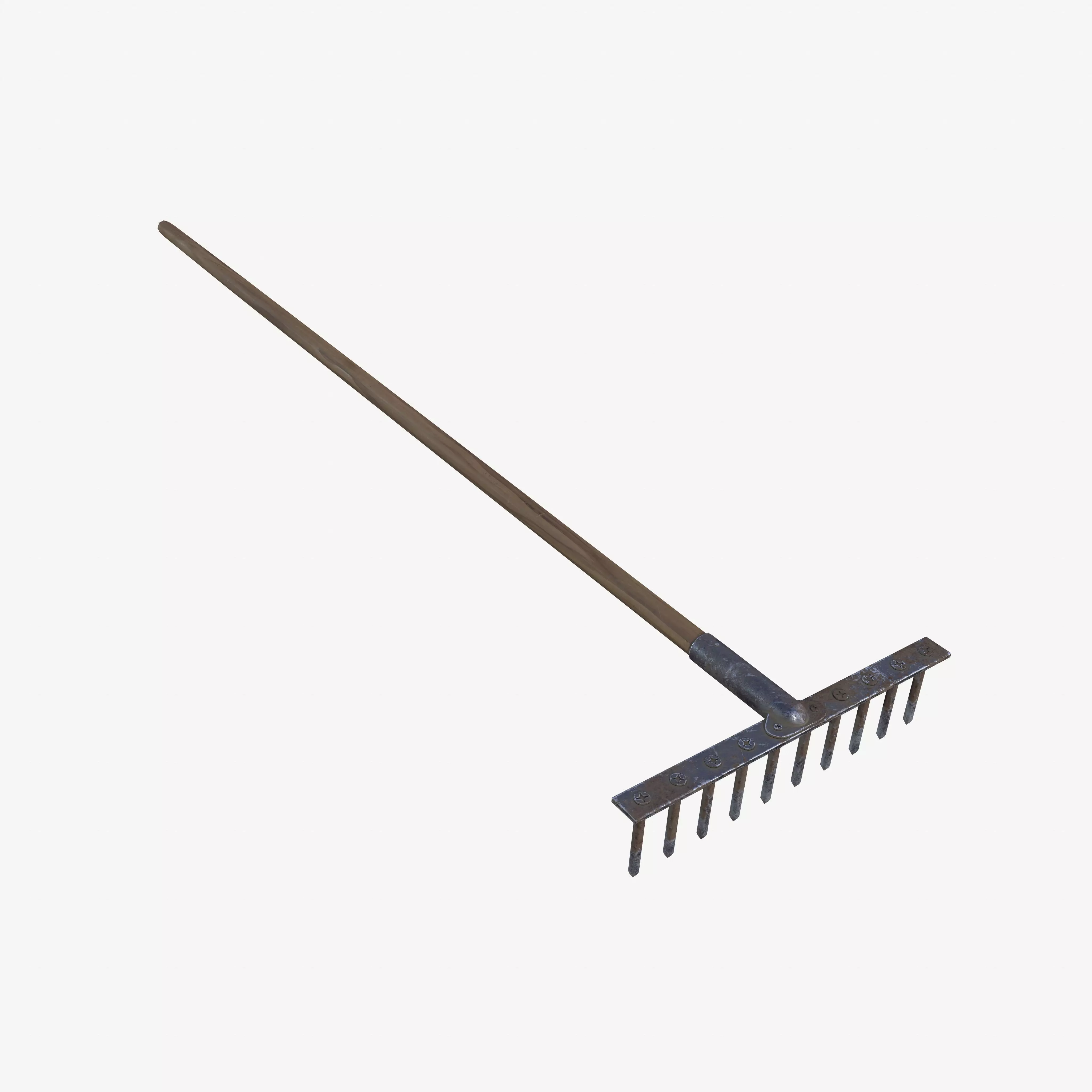 Garden rake Low-poly 3D model_0