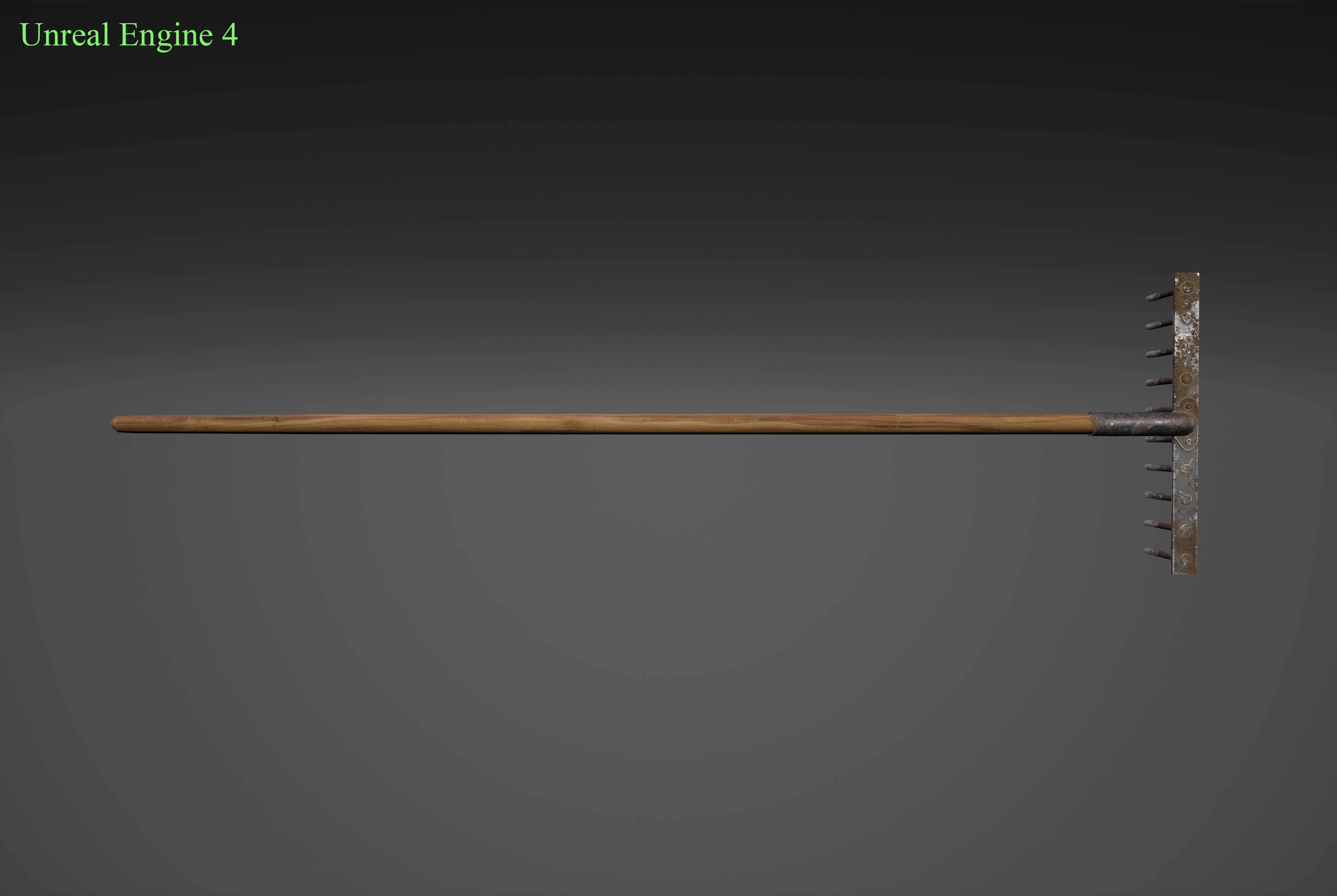 Garden rake Low-poly 3D model_4