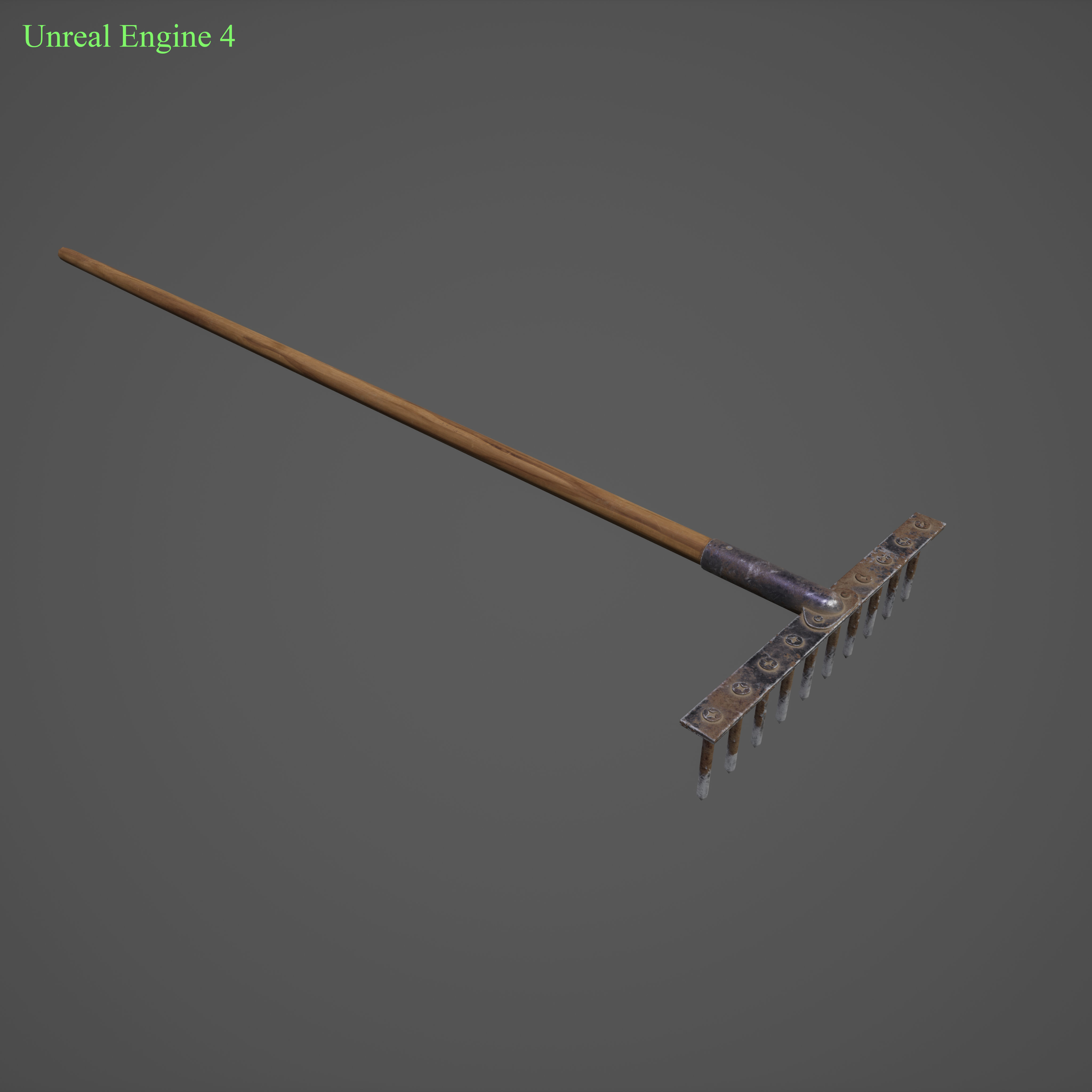 Garden rake Low-poly 3D model_3