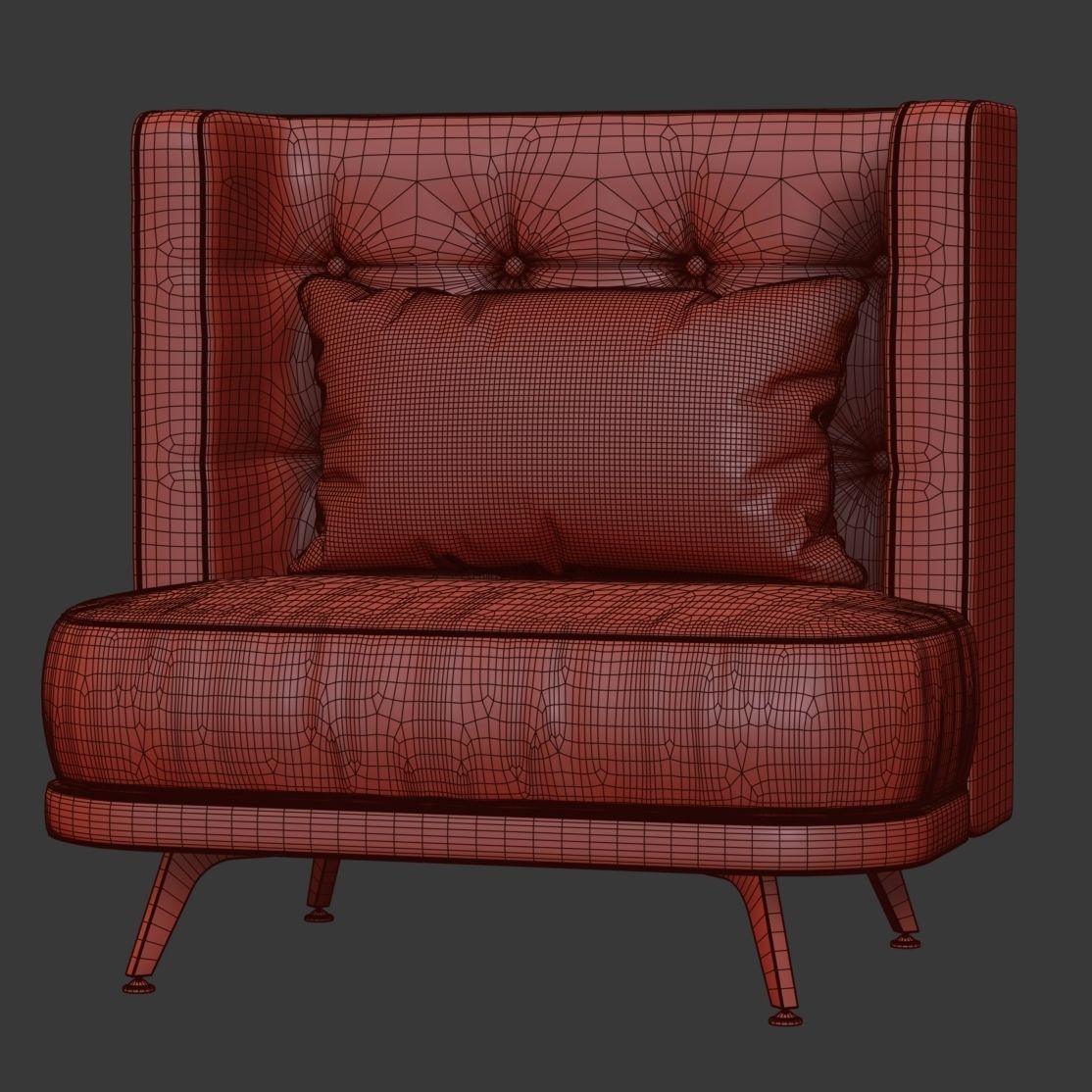 Velour restaurant chair KL015  3D model_6
