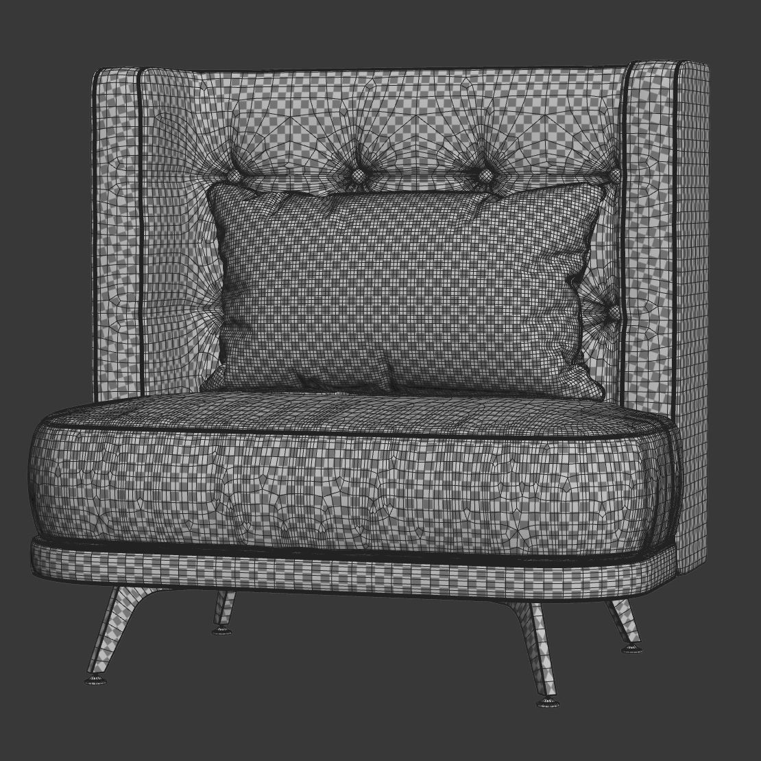 Velour restaurant chair KL015  3D model_5