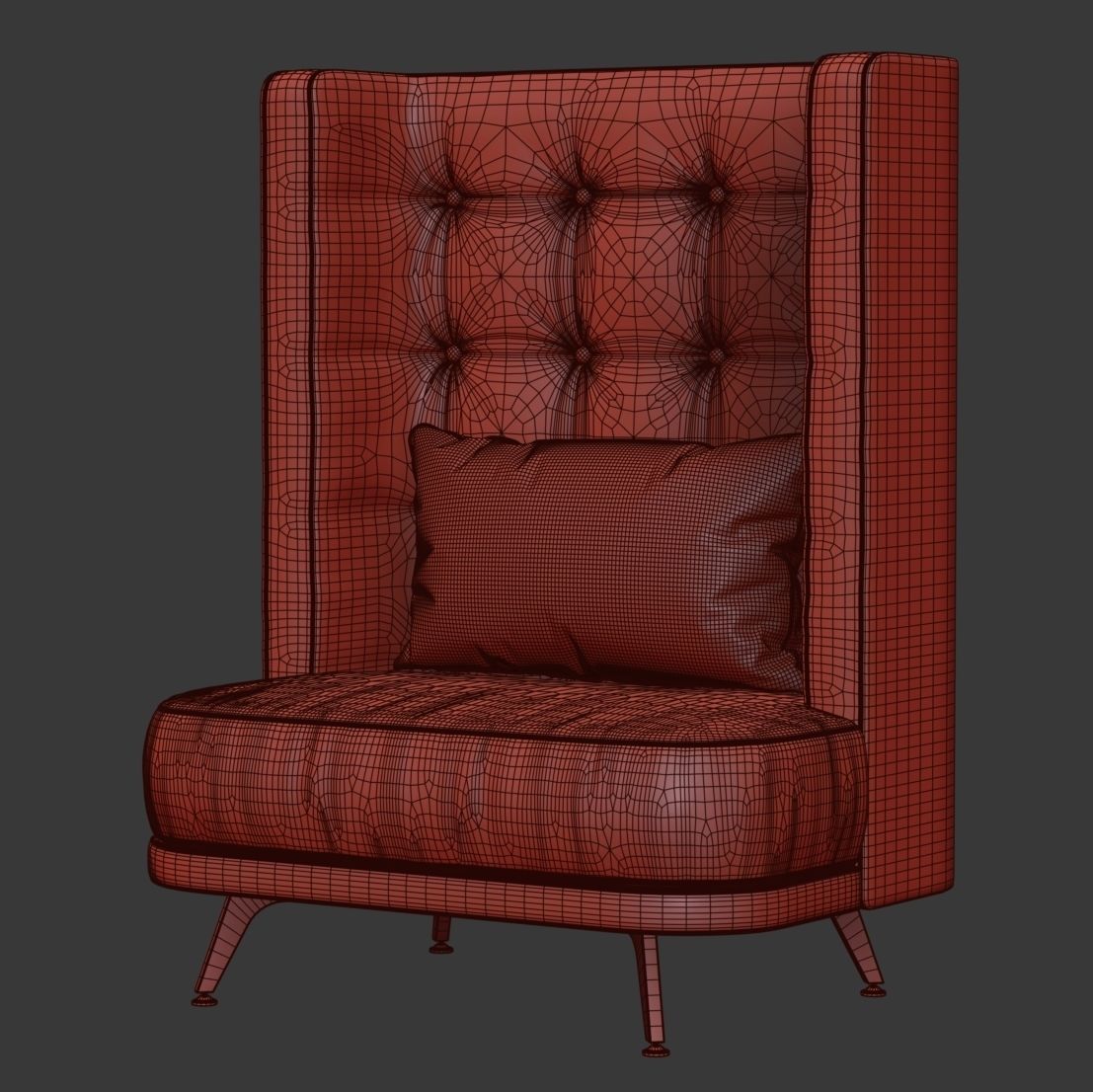 Velour restaurant high back chair KL015B  3D model_6