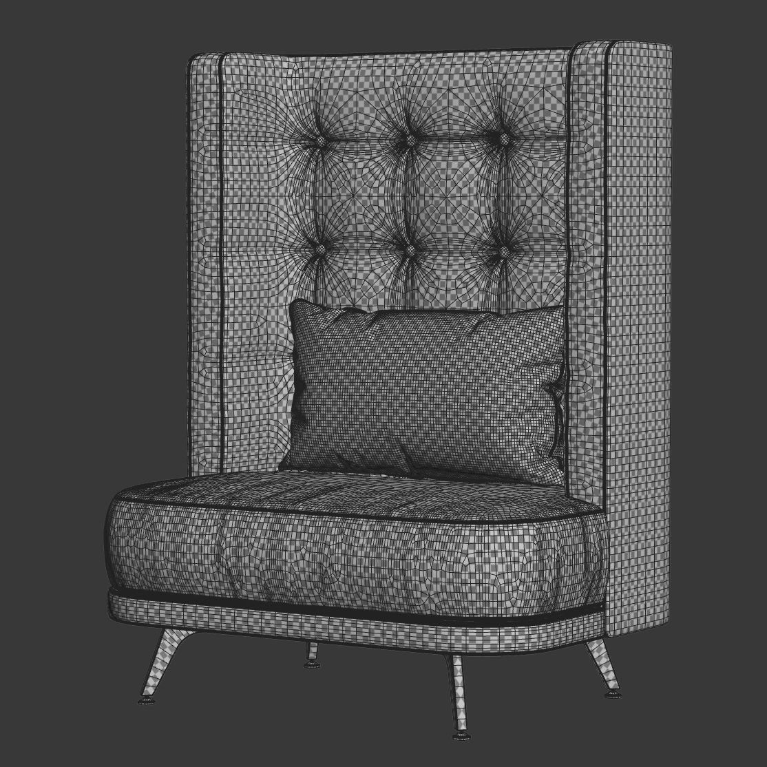 Velour restaurant high back chair KL015B  3D model_5