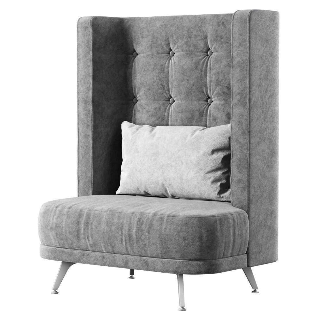 Velour restaurant high back chair KL015B  3D model_3