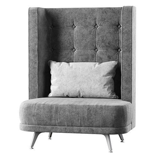 Velour restaurant high back chair KL015B  3D model
