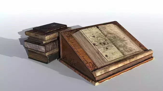 Booklectern old book on table Low-poly 3D model