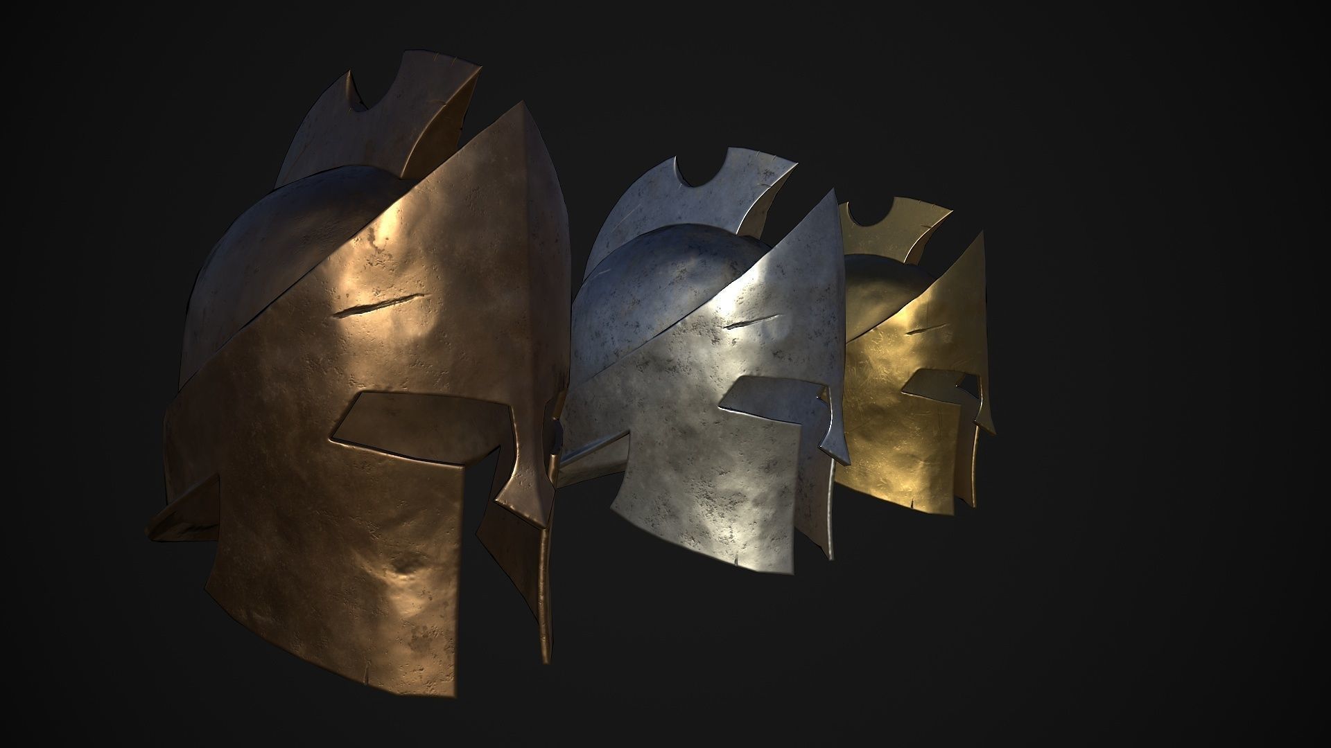 Greek helmets Low-poly 3D model_4