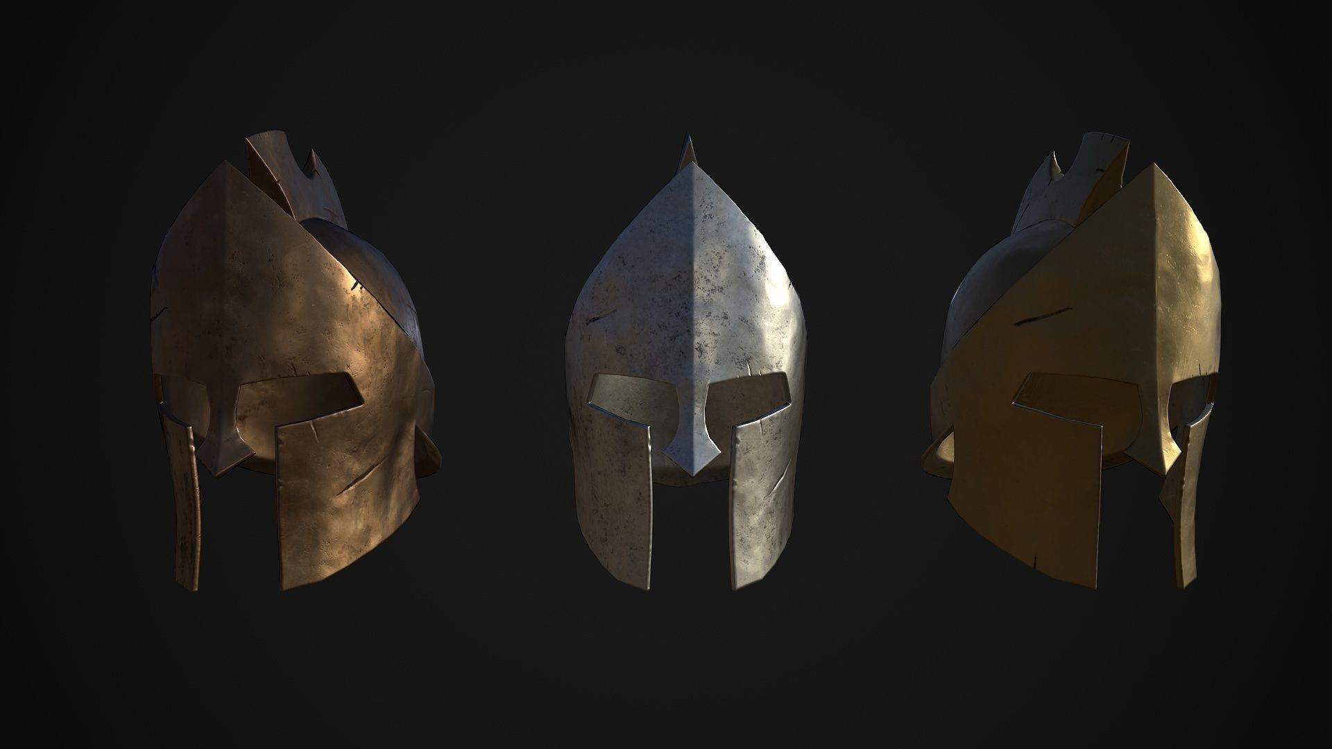 Greek helmets Low-poly 3D model_6