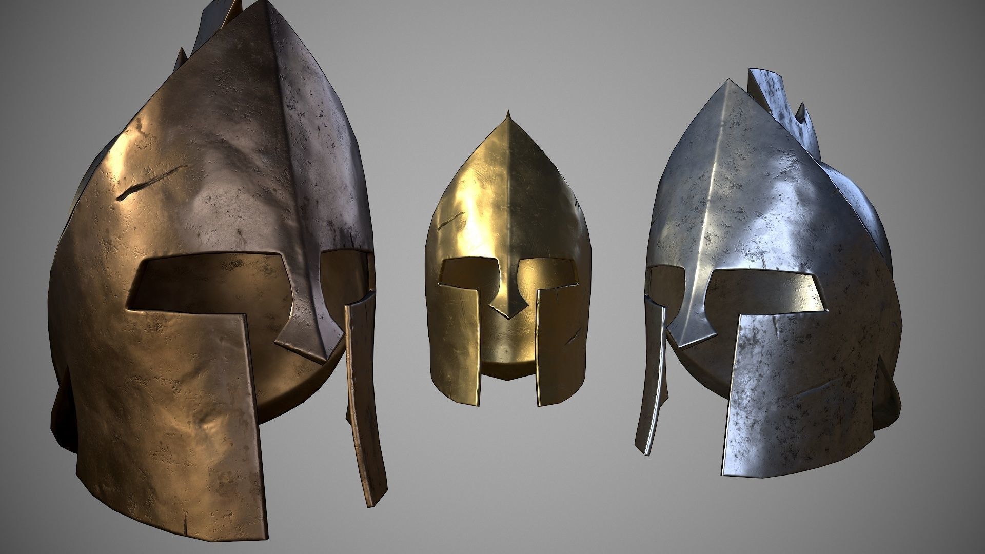 Greek helmets Low-poly 3D model_2