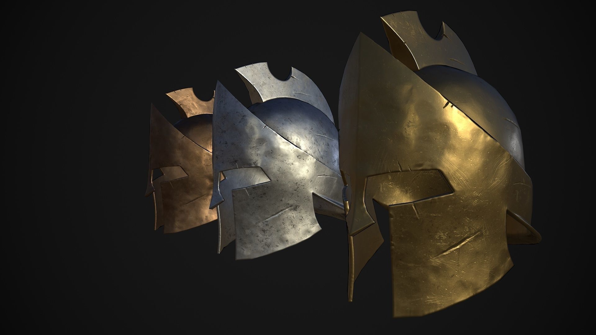 Greek helmets Low-poly 3D model_5