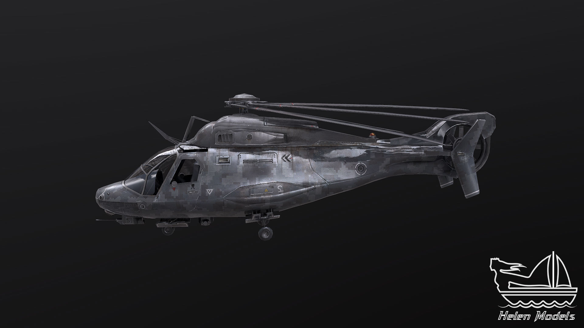Z-9 Helicopter PBR 3D model Low-poly 3D model_2
