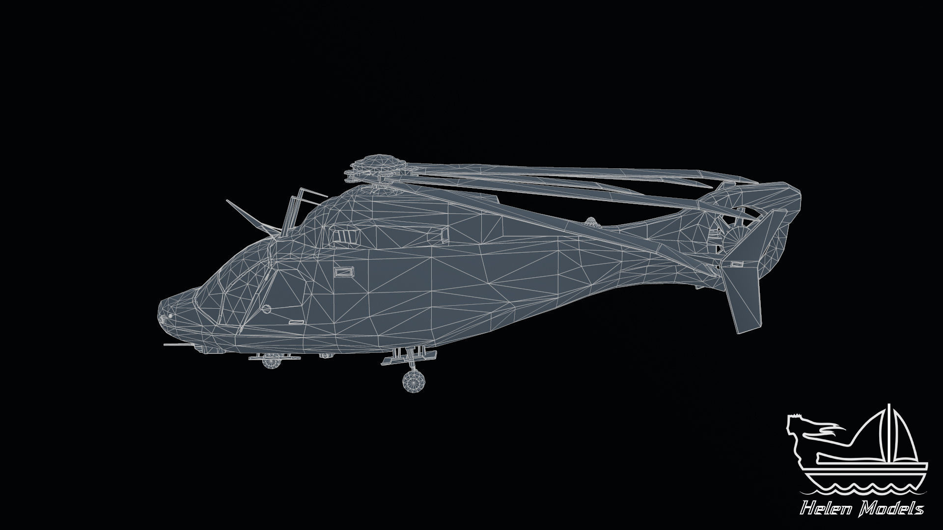 Z-9 Helicopter PBR 3D model Low-poly 3D model_7