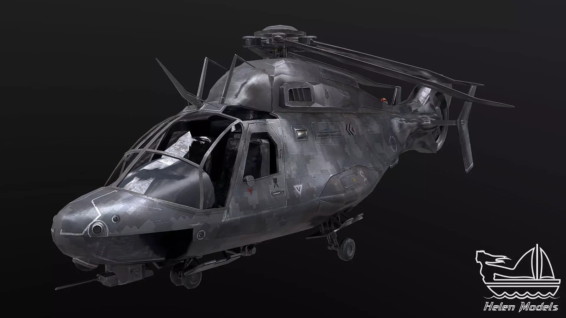 Z-9 Helicopter PBR 3D model Low-poly 3D model_0